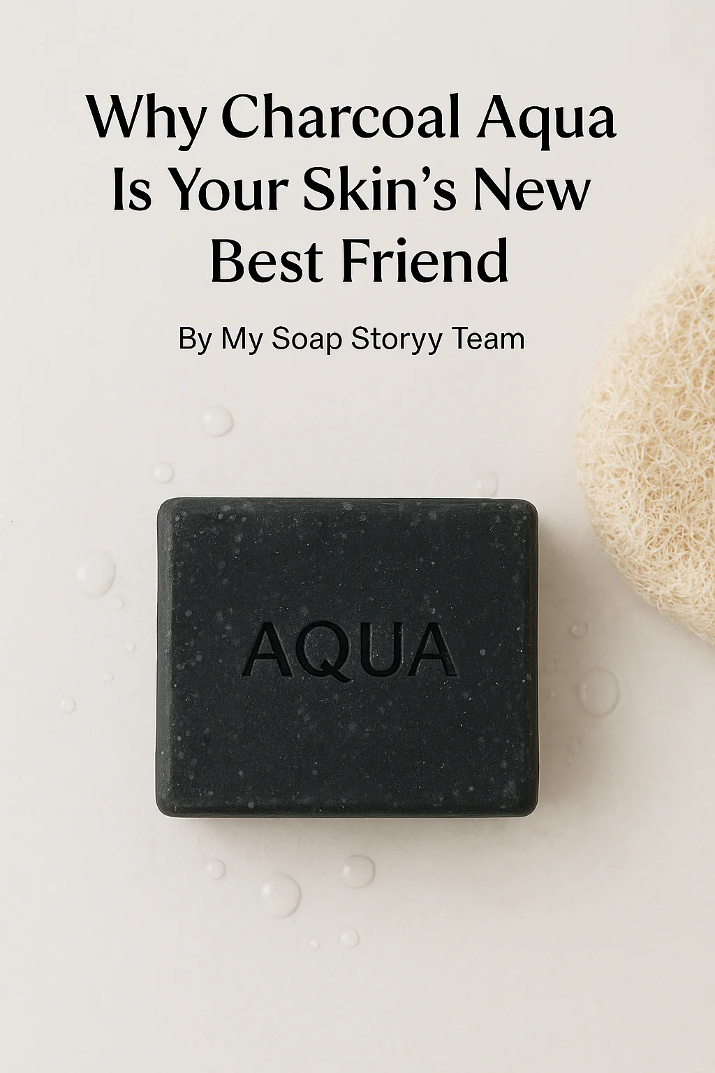 Charcoal Aqua soap with natural loofah - handmade skincare